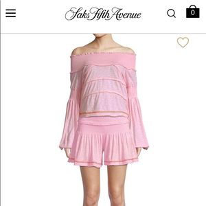 Saks Pitusa Luxury Beach Coverup Smocked 2 Piece